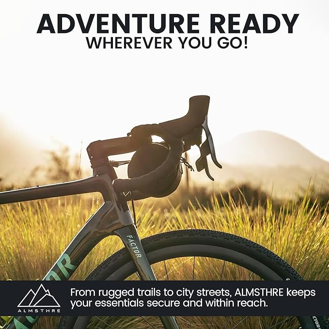 Compact Bar Bag – Midnight Black | Hard-Shell Bike Handlebar Bag with Waterproof Zipper & Adjustable Straps | Lightweight Bicycle Handlebar Bag, Compatible with Road, Gravel & MTB Bikes