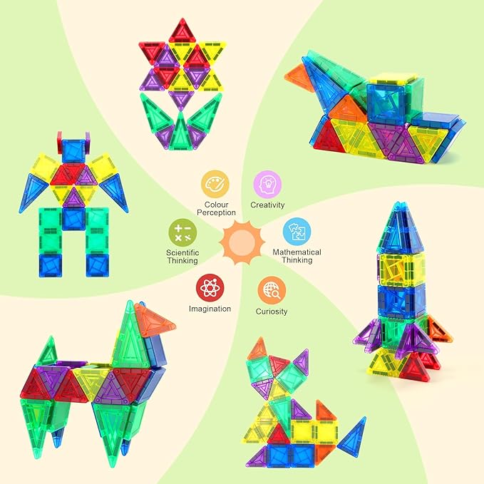 CS COSDDI 42PCS Magnetic Travel Toddler Set with Iron Storage Box, Mini Magnetic Blocks Kids Toys, Portable Magnetic Blocks Building Kids Toys for 3-5 Year Olds Boys Girls Birthday Gift