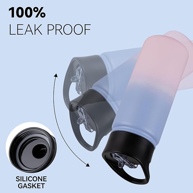 16 oz Insulated Water Bottle Bulk 8 Pack, Straw & Spout Lid, Keep Cold 24H, Spill Proof, BPA-Free, Double Wall, Stainless Steel Kids Water Bottles for School, Sports, Pink Blue Gradient