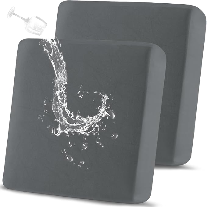 100% Waterproof Couch Cushion Covers, Replacement Sofa Cushion Covers, Stretch Individual Sofa Seat Cushion Slipcovers Furniture Protector for Kids Pets (2-Piece Loveseat Cushion Cover, Grey)