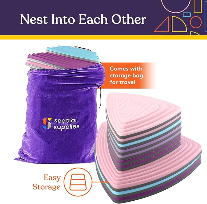 Special Supplies 10 Stepping Stones for Kids Indoor and Outdoor Balance Blocks Promote Coordination, Balance Strength Child Safe Rubber, Non-Slip Edging