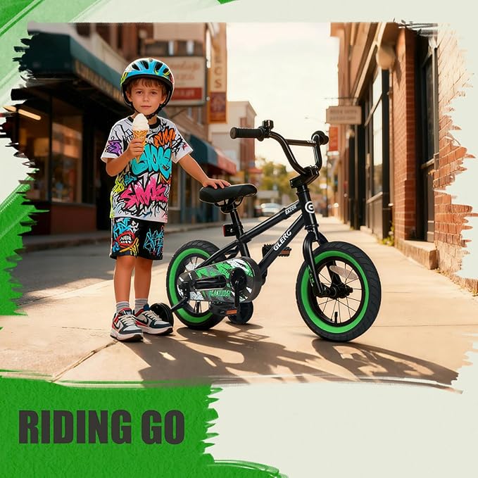 Glerc Kids Bike for Ages 1-8 Years Old, 12-16 Inch BMX Style Kids Bicycle with Training Wheels, Boys Bike for Children and Toddler, Multiple Colors