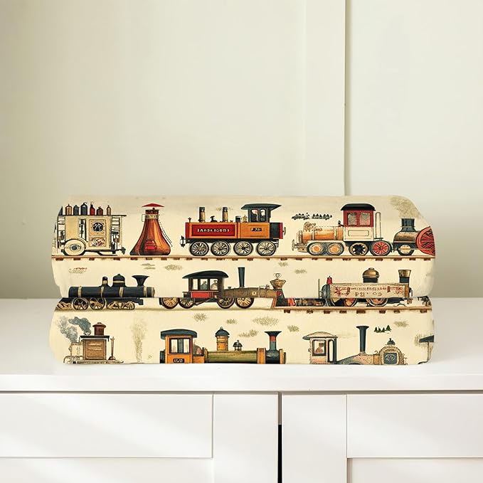 Train Blanket, Steam Train Blanket, Vintage Car Gifts Blankets Stuff Fleece Flannel Plush for Boys Men Women Girls Lovers Adults Soft Bedding Gift for Sofa Bed Office Home Decor 80"x60"