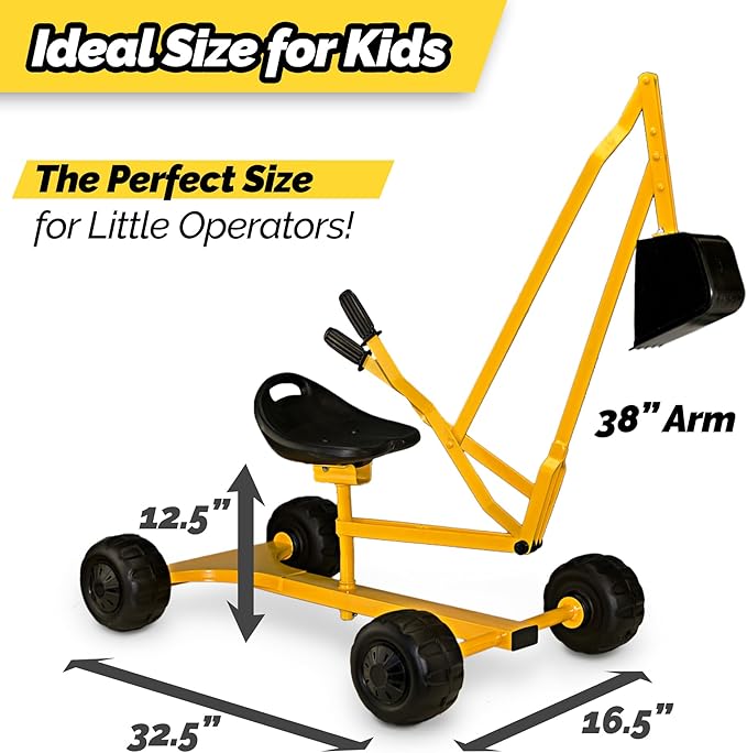 WonkaWoo Ride On Excavator Toy Sand Digger Crane with 4 Wheels for Outdoor Playground and Sandbox