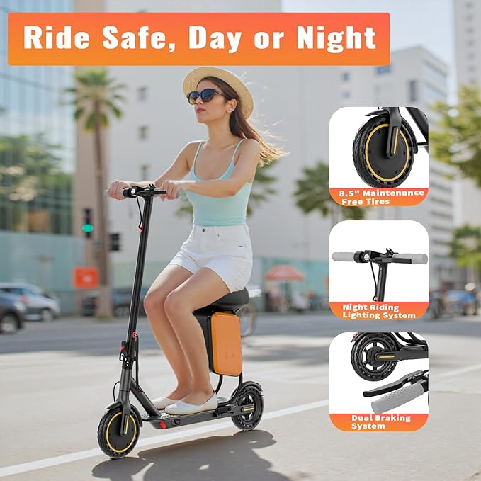 E Scooter for Adults 19-22 MPH 350/500W Motor 281/441Wh Battery,8.5"/10" Tires,Motorized Scooter Up to 22 Miles Range, Foldable Scooter with Double Shock Absorption/Bearing 265 LBS/APP Control