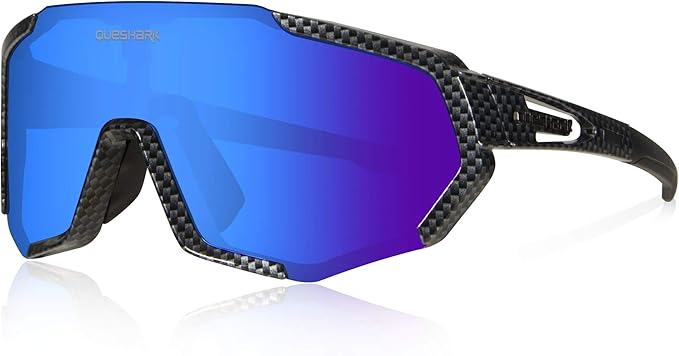 Queshark Cycling Glasses, Sports Sunglasses for Men Women, 1 Polarized 2 HD Lens, Polarized Sunglasses for Cycling Running