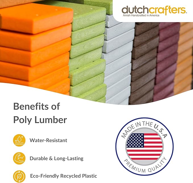 DutchCrafters Poly Kids Adirondack Chair, Outdoor Chair for Kids Ages 3–8, Durable Child-Sized Patio Seating for Camping and Backyard Play - Amish Made in USA (Orange)