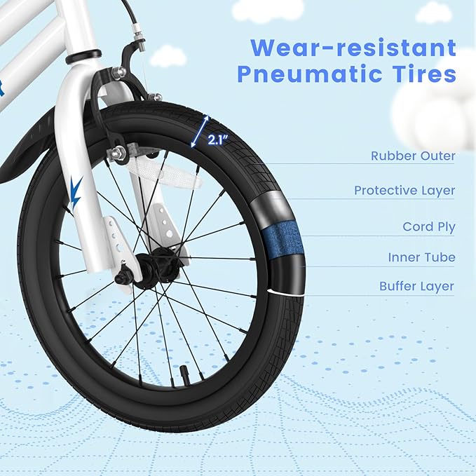 BABY JOY Kids Bike, 12 14 16 18 20 Inch Children Bikes for Boys Girls Teens 3-8 8+ Years w/Training Wheels or Kickstand, Handbrake, Coaster Brake & Removable Basket, Kids Bicycle of Multiple Colors