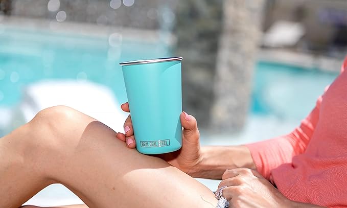 Party Pints: 16 oz Pint Cups, Stackable Tumblers, Eco Friendly Premium Metal Drinking Glasses