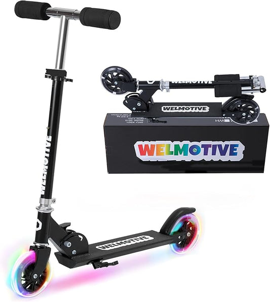 Kick Scooter for 3+Years Old Boys & Girls Lightweight, Foldable, Aluminum Frame, and Adjustable Handlebars, Rear Brake, and Flashing Light up Wheels