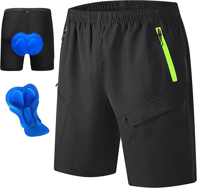 Men's Mountain Bike Shorts 3D Padded Baggy Bicycle Riding Cycling Shorts Quick Dry Lightweight Biking Shorts