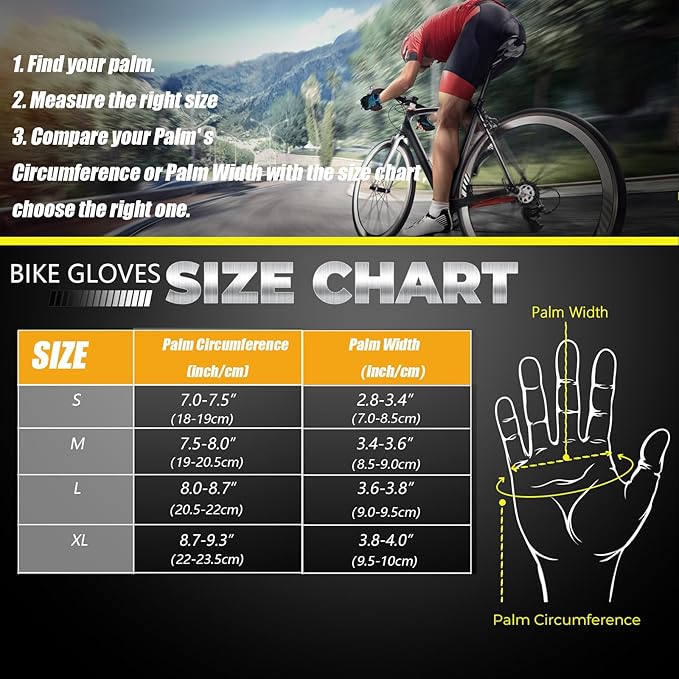 BIKINGMOREOK Bike Cycling Gloves for Men Women,Non-Slip Breathable 5MM Gel Pads DH Mountain Road Bicycle Gloves for MTB Biking Cycling,Workout Sports