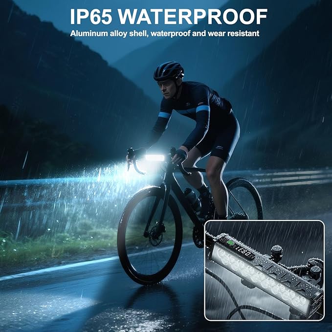 4800 Lumen Bike Lights, USB-C Rechargeable Bicycle Light, Super Bright Bike Lights for Night Riding, IP65 Waterproof Bicycle Headlight, for Commuters Adults and Children