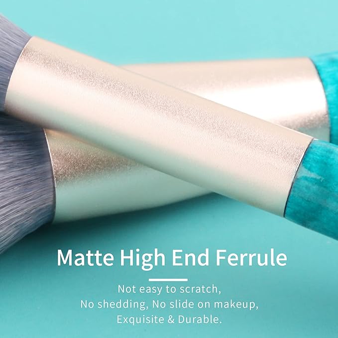 Blue Makeup Brushes Set with Case by ENZO KEN, Vegan Makeup Brush Set Professional, Cosmetic Brushes Makeup Set, Make up Brushes Vegan, Make up Brushes Set Professional, Wooden Makeup Brush Set Vegan