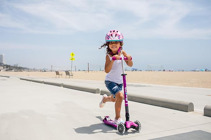 Micro Kickboard - Maxi Deluxe Foldable LED - Three Wheeled, Lean-to-Steer, Fold-to-Carry Swiss-Designed Micro Scooter for Kids with Motion-Activated Light-Up Wheels for Ages 5-12