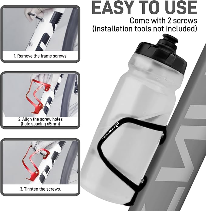Bike Water Bottle Holder: Ultra-Light Bicycle Bottle Cages with Screws, Alloy Aluminum, Universal Bike Cup Holder Rack for Road MTB Bikes(Black)