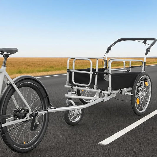 3-in-1 Heavy-Duty Bike Cargo Trailer, Bike Trailer Cargo for E-Bikes, 110lb Capacity with Suspension, & Lockable Brake, Bicycle Trailer Cargo, Ebike Trailer