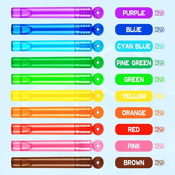 200 Pcs Mini Bubble Wadns Party Favors for Kids,10-Color Bubble Stick, Thanksgiving and New Year, Theme Birthday, Wedding, Summer Girls and Boys Carnival, Summer Outdoor Toys