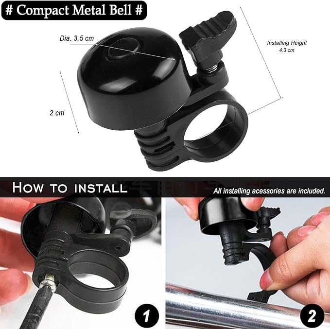 Bike Child Seat Kit, Included Bike Rear Seat Cushion with Safety Cycling Backrest + Backseat Armrest Handrail + Foldable Hidden Bicycle Footrests + Universal Handlebar Bell + Installing Tools