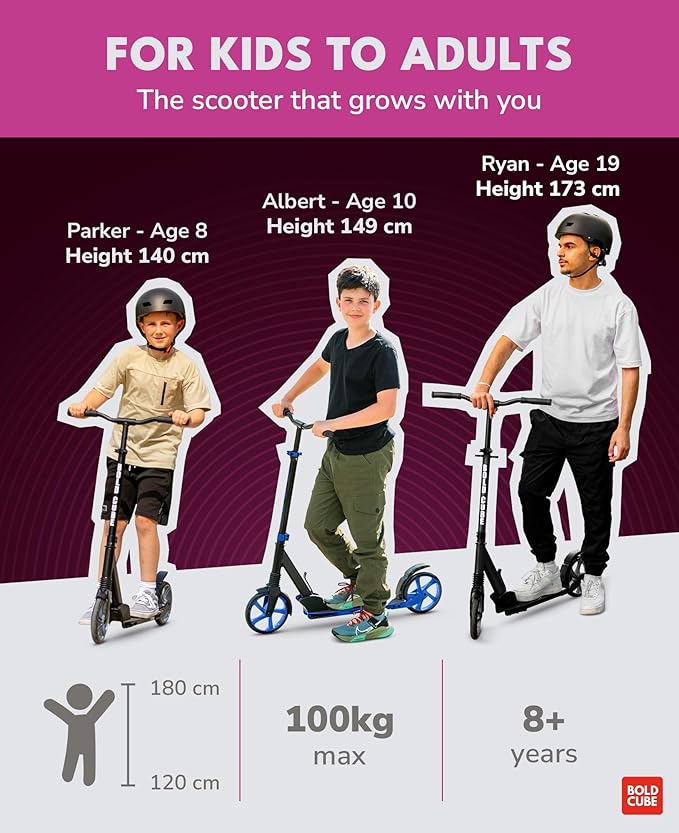 Big 2 Wheeler | Scooter for Kids & Teens Ages 7+ Years | Play & Commute | Front Suspension Fit with 200MM Wheels | Height Adjustable 86 to 111 cm
