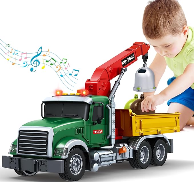 SpringFlower Truck Toy for Boy Toddlers, Large Garbage Sorting Truck for 3 4 5 6 7 Old Kids,Vehicle Toy with Garbage Can & Light Sound, Birthday Gifts for Boys & Girls