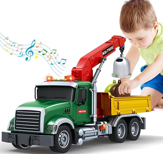 SpringFlower Truck Toy for Boy Toddlers, Large Garbage Sorting Truck for 3 4 5 6 7 Old Kids,Vehicle Toy with Garbage Can & Light Sound, Birthday Gifts for Boys & Girls
