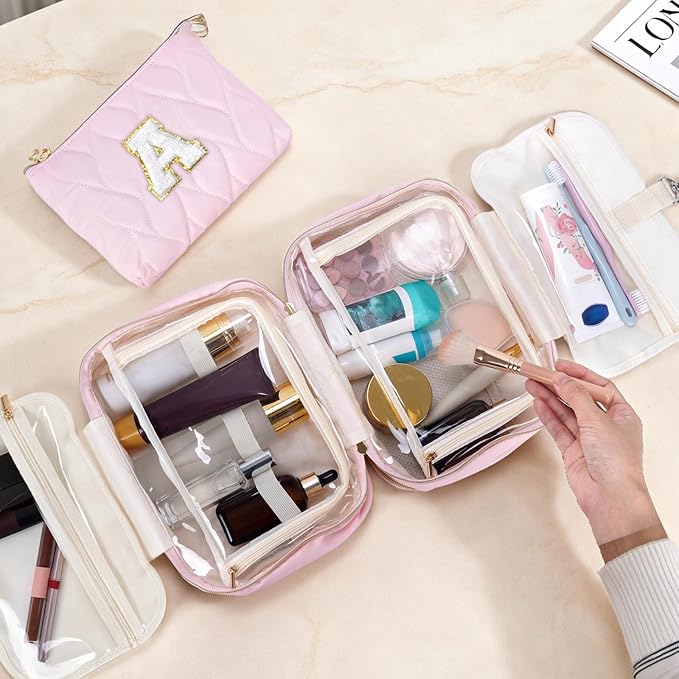 YOOLIFE Hanging Toiletry Bag for Women - Travel Toiletry Bag Makeup Bag, Portable Toiletries Cosmetic Bag, Airplane Travel Essentials Purple - R