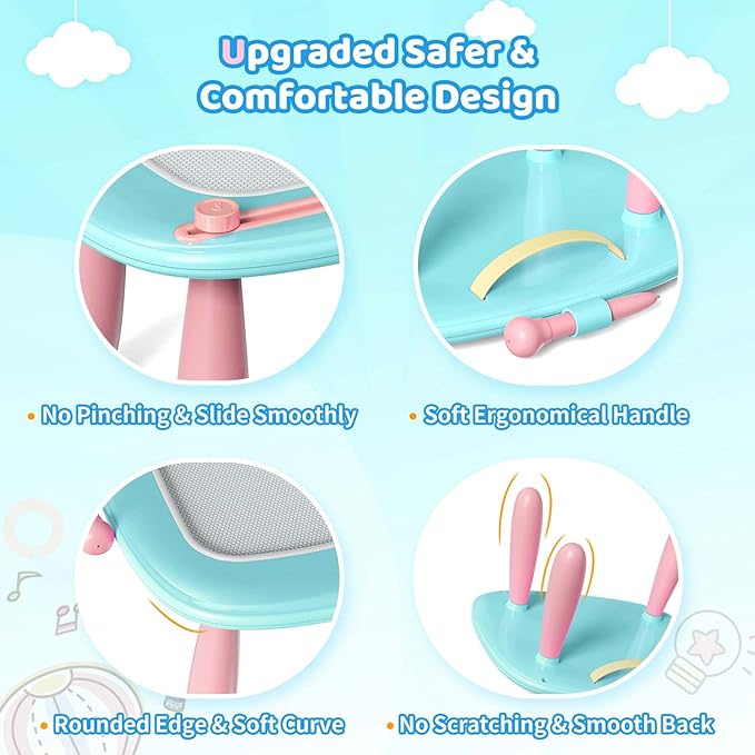 Kikidex Toddlers Toys Age 1-3, Magnetic Drawing Board, Doodle Board Pad Learning and Educational Toys for 1 2 3 Year Old Baby Kids Birthday Gift (Mint Blue)