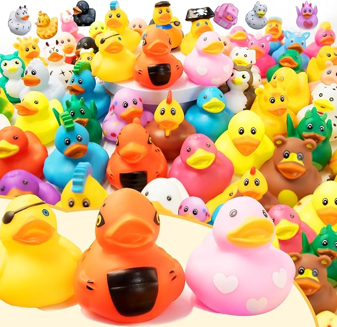 60 Pack Rubber Ducks for Jeeps 2.3 Inch Bulk Floater Jeeps Ducks for Ducking Assortment Mini Rubber Duckies for Toddler Baby Bath Toys Birthday Gifts Party Favors