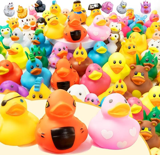 60 Pack Rubber Ducks for Jeeps 2.3 Inch Bulk Floater Jeeps Ducks for Ducking Assortment Mini Rubber Duckies for Toddler Baby Bath Toys Birthday Gifts Party Favors