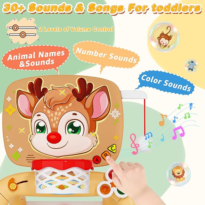 Toddler Basketball Hoop & Soccer Goal Baseball Play Activity Center,Toys for 1 2 3 Year Old Boys Girls,Montessori Sports Toys with Sound Music Christmas Birthday Gifts for Baby Kids 12 Months+