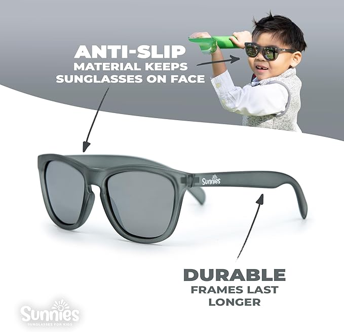 Sunnies Shades Kids Sunglasses, Toddler Sunglasses - Polarized UVA and UVB Protection, Anti-Slip Frame for kids.
