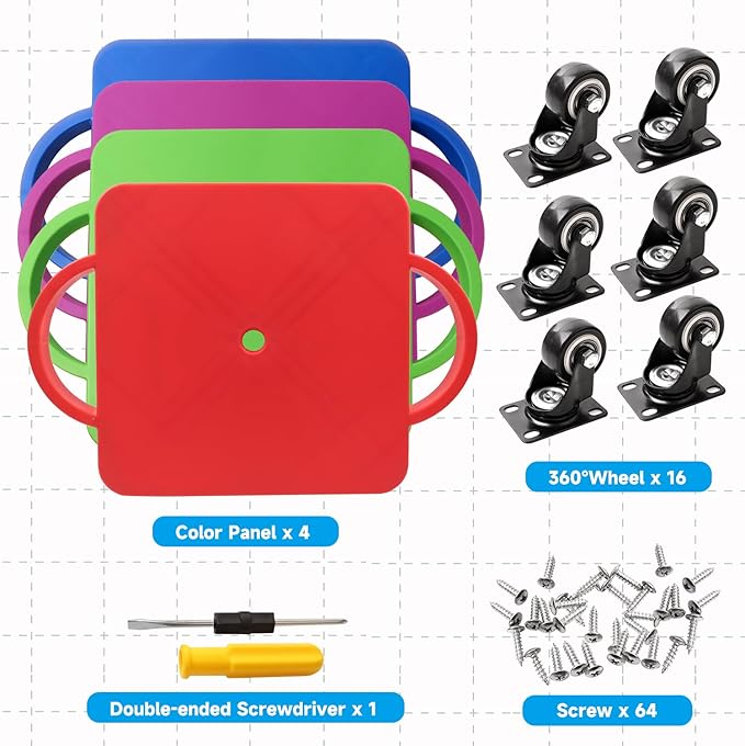 GSE Games & Sports Expert Gym Floor Scooter Board with Handles, Sitting Scooter for Kids Indoor Play Equipment, Fun Scoot Board with Non-Marring Plastic Casters for Children