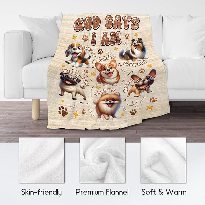 Dog Blanket for Kids, Dog Gifts for Dog Lovers Girls Boys, Dog Mom Gifts for Women Adults, Toddler Blanket with Dogs on It, Inspirational Gifts for Daughter & Son, Fleece Blankets for Bed, 60"x80"