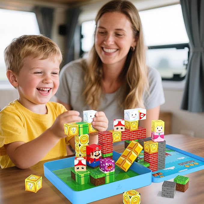 Mini Magnetic Blocks - 49 PCS Travel Magnet Building Blocks for Toddlers - STEM Educational Magnetic Building Toys with Portable Iron Box for Kids Ages 3-8 Boys & Girls