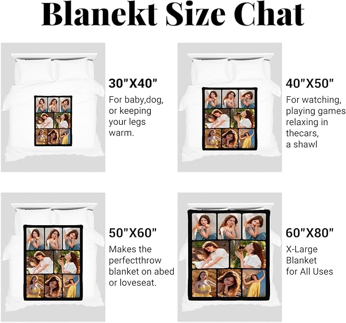 Custom Blanket with Photos, Personalized Blankets with Picture, I Love You Girlfriend Boyfriend Couples Gifts, for Birthday Christmas Women Men Adult Kids Mom Dad Wife Husband