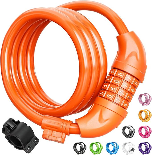 Titanker Bike Lock, Bicycle Lock 4 Feet Cable Lock 1/2 Inch Resettable Bike Lock Combination with Mounting Bracket, Bike Accessories for Bicycle, Electric Scooter, Motorcycle