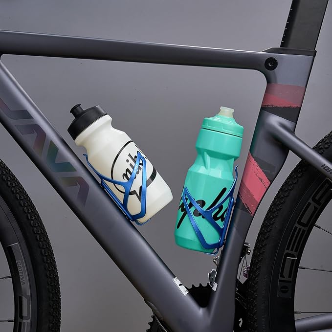 Corki Cycles Bike Water Bottle Holder Aluminum Alloy, Universal Bike Water Bottle Cage for Road, Mountain and Gravel Bikes - 2 Pack - Blue