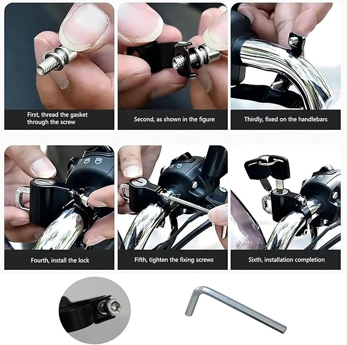 2X Motorcycle Helmet Security Lock Replacement Anti-Theft Fixed Multi-Function Lock Accessories with Key for Motorcycles Bicycles E-Bike