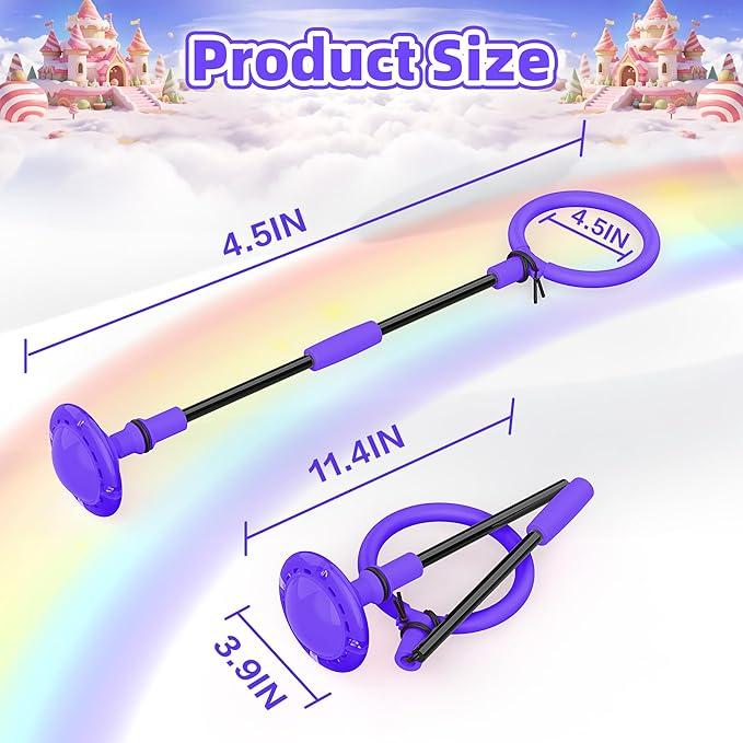 Ankle Skip Ball for Kids, Foldable Skip Ball with Colorful Flash Wheel, Indoor & Outside Game Toys, Christmas Birthday Gifts Toys for Girls and Boys Age 4 5 6 7 8 9 10 Years Old