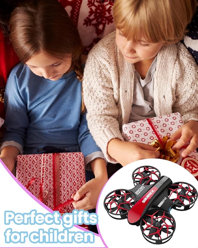 SIMREX Mini Drone for Kids & Beginners, RC Quadcopter with Altitude Hold, 3 Speed Modes, One Key Takeoff/Landing, Headless Mode, Cool LED Lights, Stunt Flip, Ideal Christmas Birthday Gift Toy(Red)