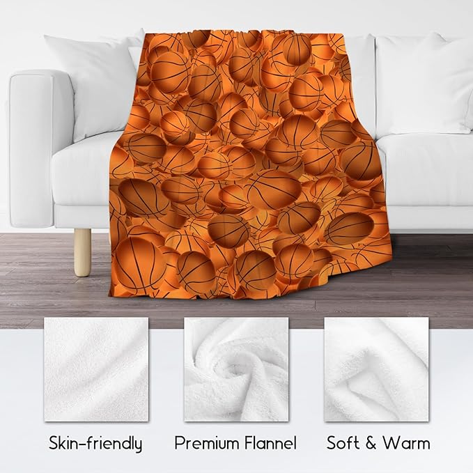 Basketball Gifts for Boys, Basketball Blanket for Girls Boys, Sport Throw Blankets for Player, Kids Throws for Couch Bed, Fleece Plush Throws Present Ideas (50x60 Inch)