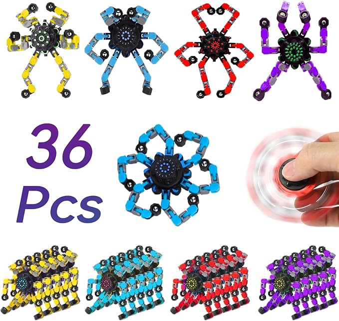 36pcs Transformable Fidget Spinners Children's Advanced Fidget Toys for Stress Relief Ideal Fidget Spinners for Sensory Toys for Boys and Girls with Autism，Party Favors
