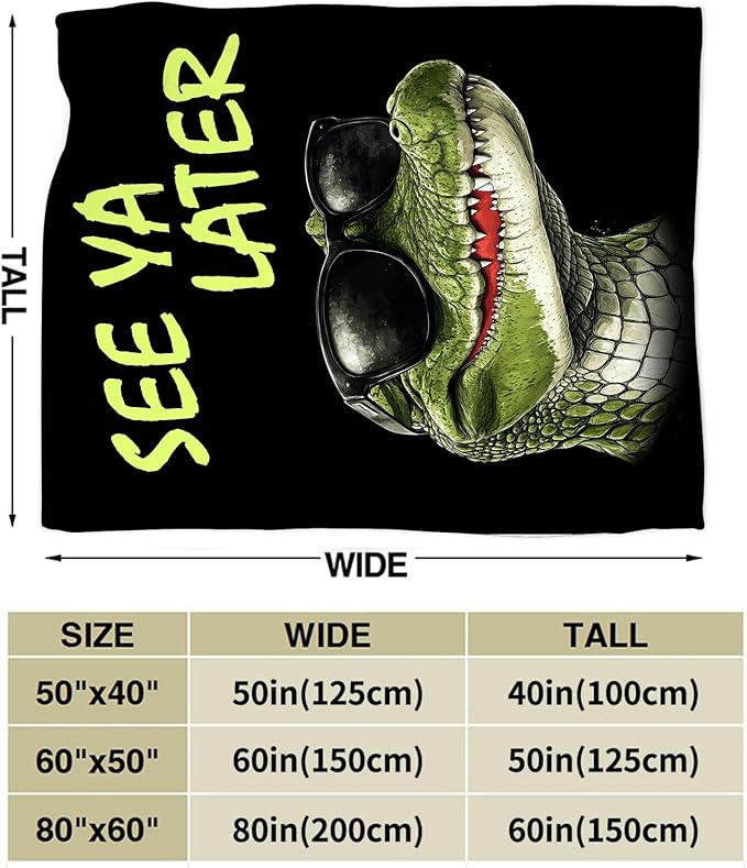 Crocodile Blanket Fleece Soft Warm Plush Funny Alligator Animal Throw Blankets Lightweight Plush Fuzzy Cozy Blanket Gifts for Kids Adults Suitable for Couch Sofa Bed 60"X50"