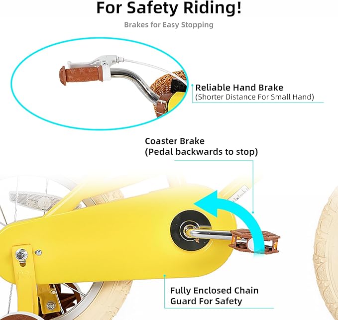 JOYSTAR Girls Bike for 2-12 Years Old Toddlers and Kids, 12" 14" 16" 18“ 20" Retro Style Kids Bike with Training Wheels, 18 20 Inch Children Bicycle with Kickstand