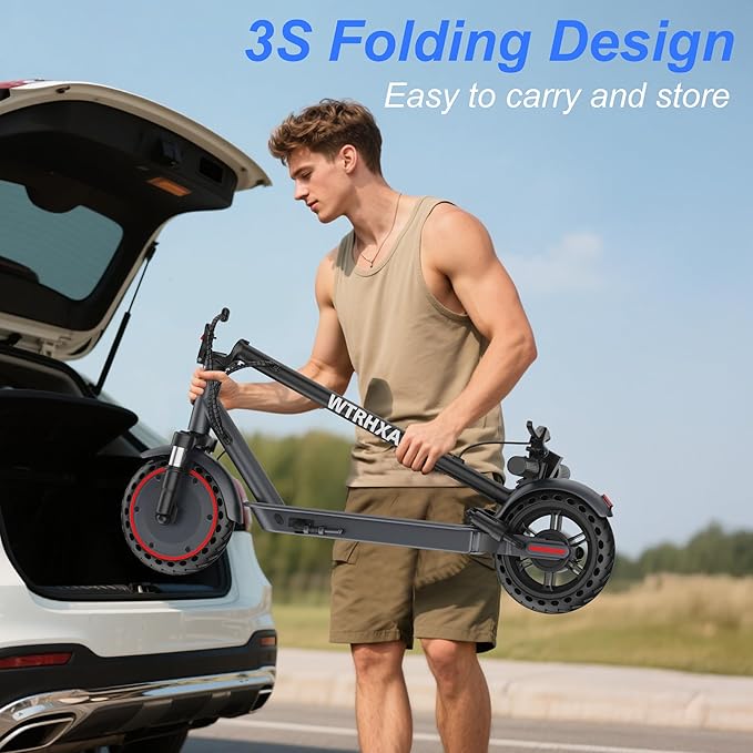 Electric Scooter, 500W Powerful Motor Scooter, 10" Solid Tires, 22-25 Miles Long Range, 22Mph Max Speed, Foldable E-Scooter Adults with Dual Shock Suspensions and APP Control