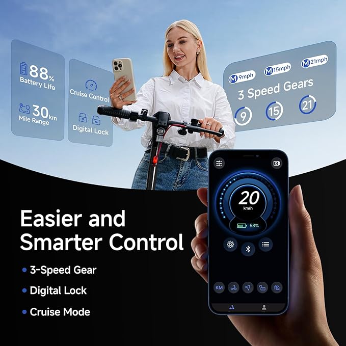 Electric Scooter for Adults, 30-32Miles Long Range Electric Scooters, 500W-750W Motor & 21-25MPH Adults Commuting Scooters, 10" Tires, Lightweight Foldable E-Scooter with Turn Signals