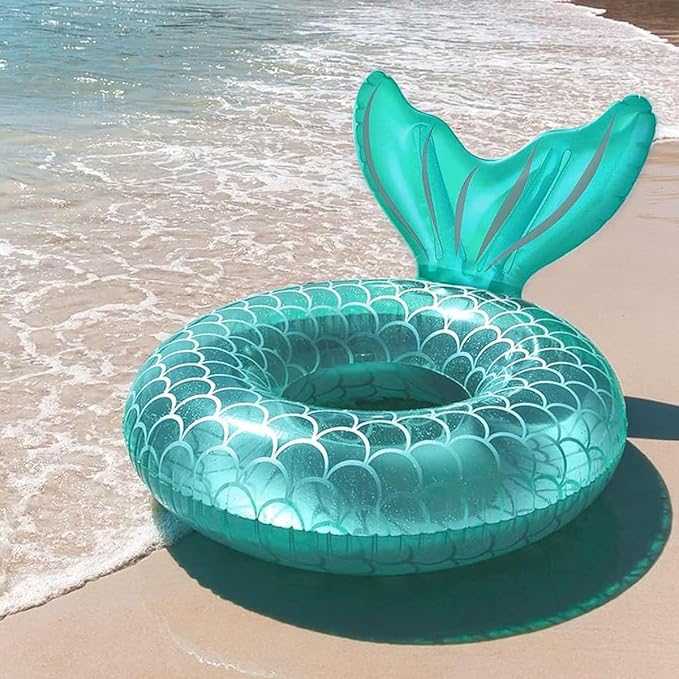 Children Swimming Ring, Inflatable Pool Floats Swim Tube Raft Toy with Fruits Mermaid Decorations Summer Water Fun Lounge Beach Lake Party Supplies for Kids