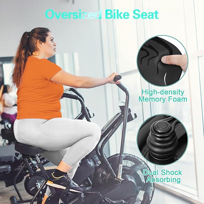 Haoqi Bike Seat Cushion for Men & Women Oversized Bike Saddle Compatible with City, Electric, Stationary, Peloton, MTB, Racing Bikes, Wide Winged, Padded, Waterproof, Shock Absorbing, Universal
