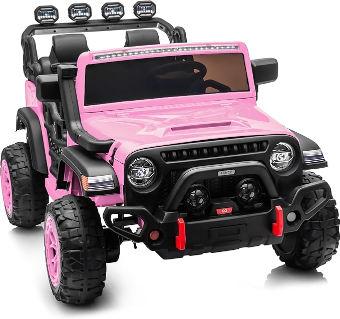 2 Seater Ride on Electric Car, 12V Ride on Toy Car for Kids 4-8 w/Remote Control, EVA Tires - Light Pink
